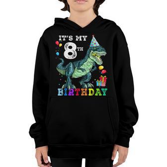 8Th Birthday Gifts 8 Year Old Boy Dino T Rex Dinosaur Youth Hoodie - Thegiftio UK
