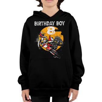 8Th Birthday Gifts Riding Into 8 Dirt Bike Boy 8 Years Old Youth Hoodie - Thegiftio UK