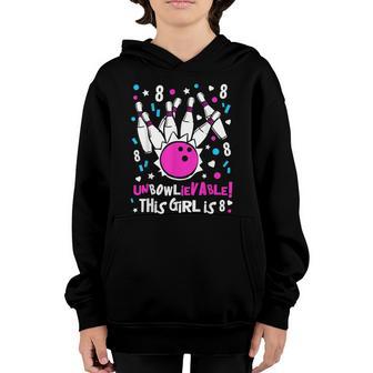 8Th Birthday Girls Bowling Party Cute Unbowlievable Age 8 Graphic Design Printed Casual Daily Basic Youth Hoodie - Thegiftio UK