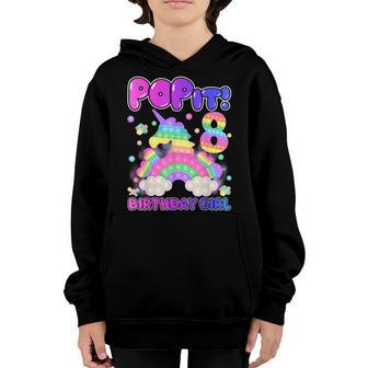8Th Birthday Unicorn Fidget Pop It Birthday Girl 8 Year Old V3 Youth Hoodie - Thegiftio UK