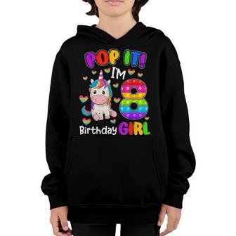 8Th Birthday Unicorn Fidget Pop It Birthday Girl 8 Year Old Youth Hoodie - Thegiftio UK