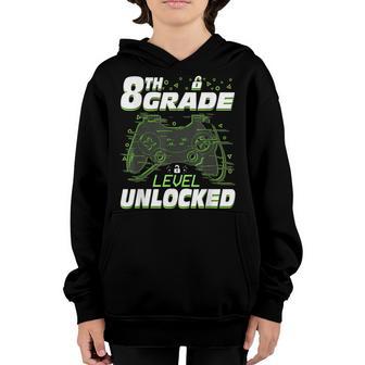 8Th Grade Level Unlocked Back To School Video Gamer Boys Youth Hoodie - Thegiftio UK