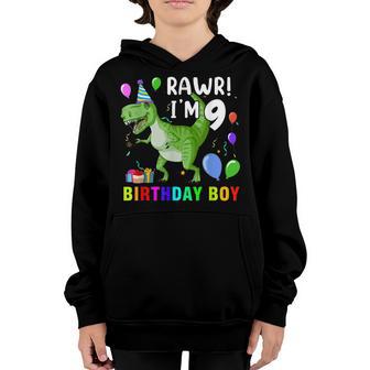 9 Year Old 9Th Birthday Boy T Rex Dinosaur V2 Youth Hoodie - Thegiftio UK