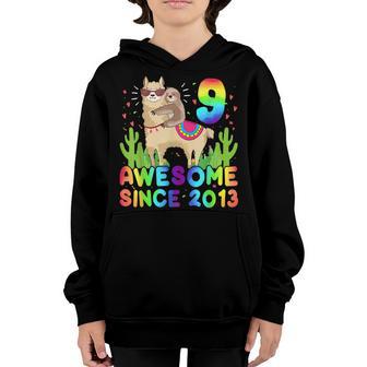 9 Year Old Awesome Since 2013 9Th Birthday Gift Girls N Youth Hoodie - Thegiftio UK