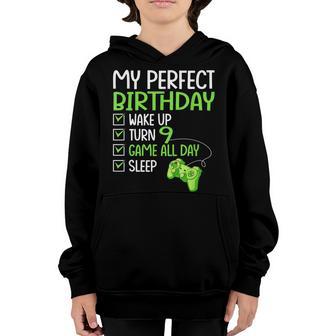 9 Year Old Gifts Boy Gamer My Perfect 9Th Birthday Kids Youth Hoodie - Thegiftio UK