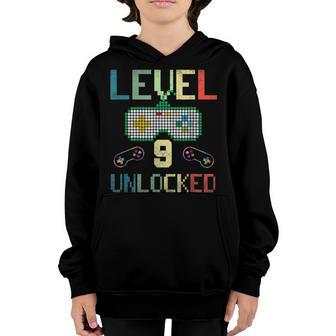 9 Year Old Gifts Level 9 Unlockd 9Th Birthday Video Games Youth Hoodie - Thegiftio UK