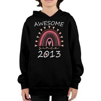 9 Year Old Girls Awesome Since 2013 9Th Birthday Rainbow Youth Hoodie - Thegiftio UK