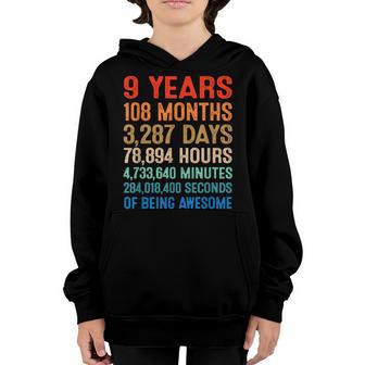 9 Years Of Being Awesome 9Th Birthday Boys Girls Nager Youth Hoodie - Thegiftio UK
