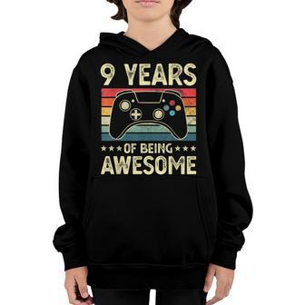 9 Years Old Awesome Funny Video Gamer 9Th Birthday Boy Youth Hoodie - Thegiftio UK