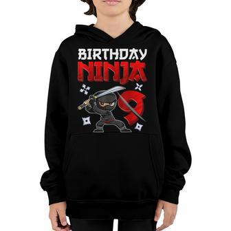 9 Years Old Boy Birthday Birthday Ninja Boy Youth Hoodie - Seseable