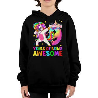9 Years Old Unicorn Dabbing 9Th Birthday Girl Unicorn Party Youth Hoodie - Thegiftio UK