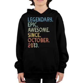 9Th Birthday Boy Legendary Epic Awesome Since October 2013 Youth Hoodie - Thegiftio UK