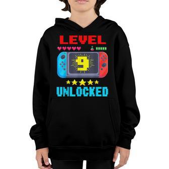 9Th Birthday Boy Level 9 Unlocked Video Gamer Birthday Youth Hoodie - Thegiftio UK