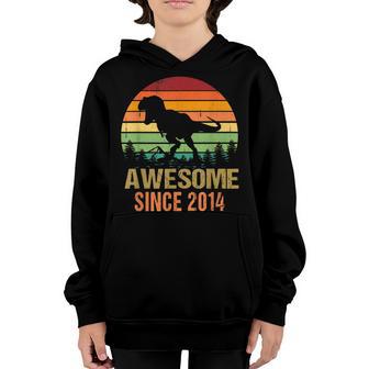 9Th Birthday Dinosaur 9 Year Old Boys Awesome Since 2014 V2 Youth Hoodie - Thegiftio UK