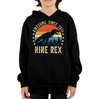 9Th Birthday Dinosaur 9 Year Old Boys Awesome Since 2014 V4 Youth Hoodie - Thegiftio UK