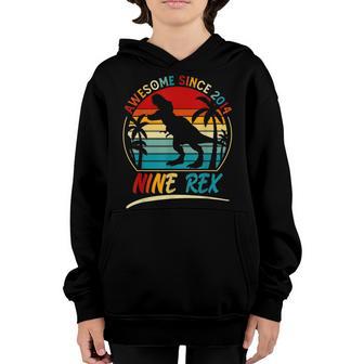 9Th Birthday Dinosaur 9 Year Old Boys Awesome Since 2014 V5 Youth Hoodie - Thegiftio UK