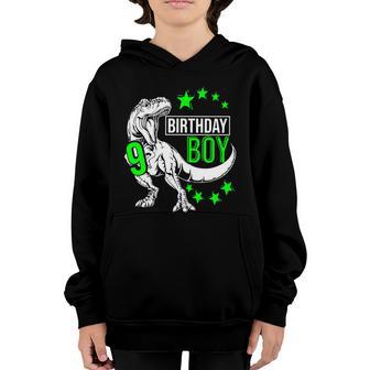 9Th Birthday Dinosaur Birthday Boy 9Th T_Rex Boys Gift For Birthday Graphic Design Printed Casual Daily Basic Youth Hoodie - Thegiftio UK