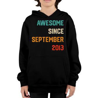 9Th Birthday Gift 9 Yrs Old Boy Awesome Since September 2013 Youth Hoodie - Thegiftio UK