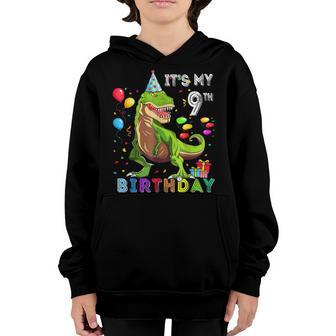 9Th Birthday Gifts 9 Year Old Boy Dino T Rex Dinosaur Youth Hoodie - Thegiftio UK
