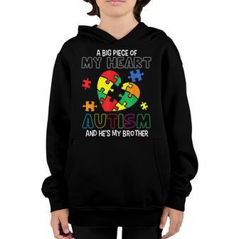 A Big Piece Of My Heart Has Autism Hes My Brother Boy Kids Youth Hoodie - Thegiftio UK