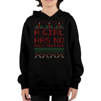 A Girl Has No Ugly Sweater Funny Christmas Graphic Design Printed Casual Daily Basic Youth Hoodie - Thegiftio UK