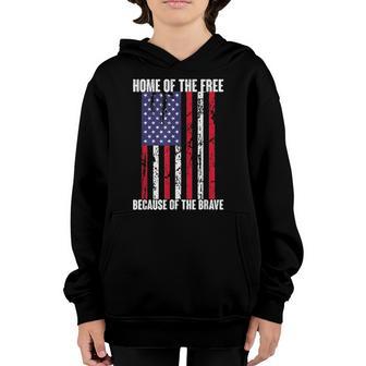 American Flag Veteran For Men Women Kids Home Of The Free Graphic Design Printed Casual Daily Basic Youth Hoodie - Thegiftio UK