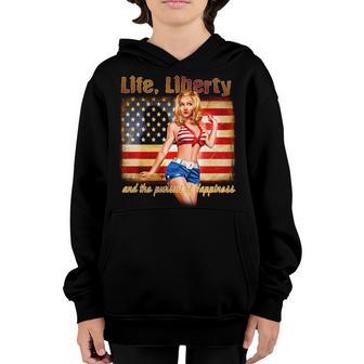 American Pinup Girl - Life Liberty And The Pursuit Of Happiness Graphic Design Printed Casual Daily Basic Youth Hoodie - Thegiftio UK