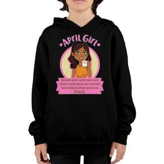 April Birthday Girl Knows More Than You Realize Graphic Design Printed Casual Daily Basic Youth Hoodie - Thegiftio UK