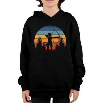 Archery Girl Archer Bow Vintage Retro Sunset Nice Woman Youth Hoodie - Thegiftio UK