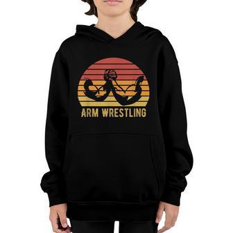 Arm Wrestling Retro Vintage Arm Wrestling Game Lovers Youth Hoodie - Thegiftio UK