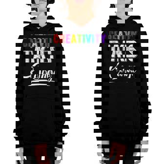 Art Teacher Creativity Takes Courage Funny Back To School Youth Hoodie - Thegiftio