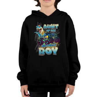 Aunt Of The Birthday Boy Boy Loves Monster Truck Dinosaur Cool Gift Youth Hoodie - Thegiftio UK