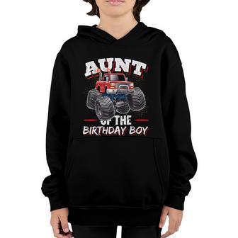Aunt Of The Birthday Boy Monster Truck Birthday Party Youth Hoodie - Thegiftio UK