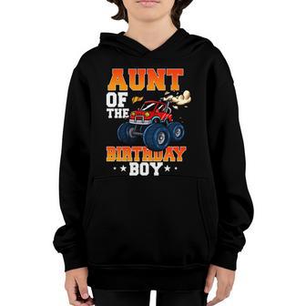 Aunt Of The Birthday Boy Theme Monster Truck Meaningful Gift Youth Hoodie - Thegiftio UK