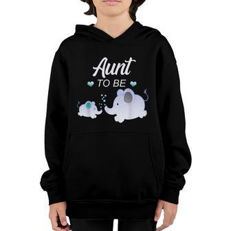 Aunt To Be Elephant Baby Shower For Boy Youth Hoodie - Thegiftio UK