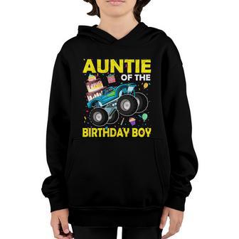Auntie Of The Birthday Boy Monster Truck Birthday Aunt Cool Gift Youth Hoodie - Thegiftio UK