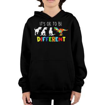Autism Awareness Dinosaur Kid Boys Its Ok To Be Different Youth Hoodie - Thegiftio UK