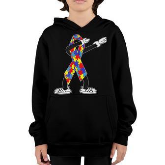 Autism Awareness Kids Dabbing Puzzle Piece Love Dab Dance Youth Hoodie - Thegiftio UK
