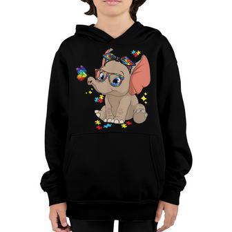 Autism Elephant Glasses Awareness Mom Kids Autism Child Youth Hoodie - Thegiftio UK
