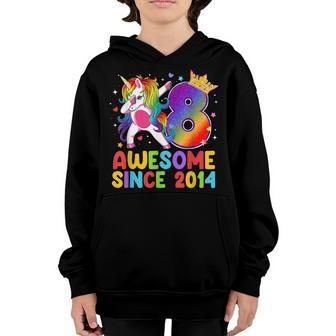 Awesome Dabbing Unicorn Birthday 8 Year Old Girl 8Th B-Day Youth Hoodie - Thegiftio UK