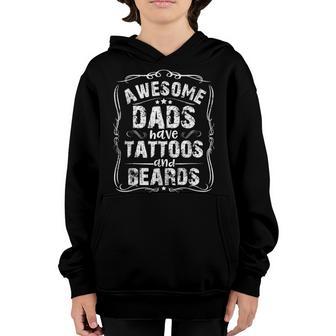 Awesome Dads Have Tattoos And Beards Vintage For Boys Girls Youth Hoodie - Thegiftio UK