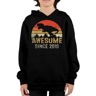 Awesome Since 2010 12 Year Old Dinosaur Gift Boys Youth Hoodie - Thegiftio UK