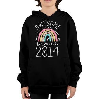 Awesome Since 2014 8Th Birthday Rainbow Gifts Born In 2014 Youth Hoodie - Thegiftio UK