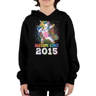 Awesome Since 2015 Girls Boys Dabbing Unicorn Birthday Youth Hoodie - Thegiftio UK