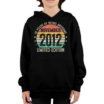 Awesome Since November 2012 10Th Bday Gift 10 Years Old Boys Youth Hoodie - Thegiftio UK