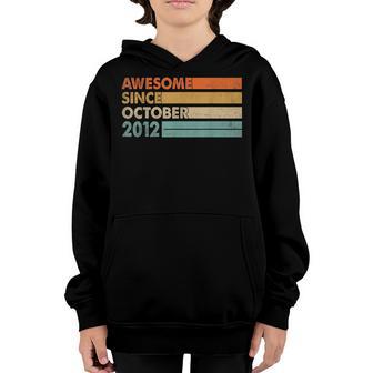 Awesome Since October 2012 10Th Birthday Boys 10 Years Old Youth Hoodie - Thegiftio UK