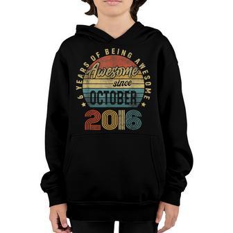 Awesome Since October 2016 6Th Birthday Boy 6 Years Old Youth Hoodie - Thegiftio UK