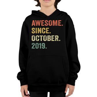 Awesome Since October 2019 3Rd Birthday Gift 3 Years Old Boy Youth Hoodie - Thegiftio UK