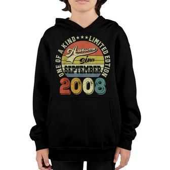 Awesome Since September 2008 14 Years Old 14Th Birthday Boy Youth Hoodie - Thegiftio UK