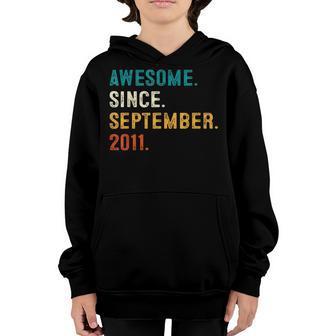 Awesome Since September 2011 11Th Bday Gift 11 Year Old Boys Youth Hoodie - Thegiftio UK